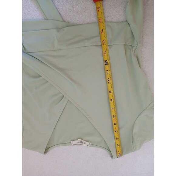 No Comment Womens Blouse V-Neck Wrap Short Sleeves Light Green Size Large - Picture 8 of 15